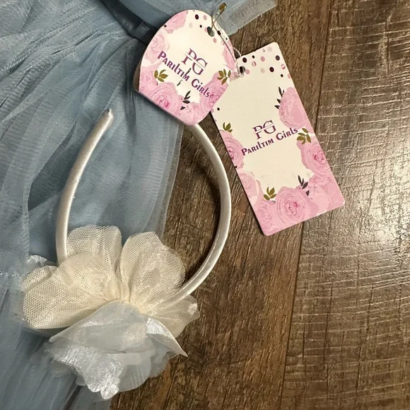 Pink Girls Couture Tulle Dress with Headband - Picture 3 of 4